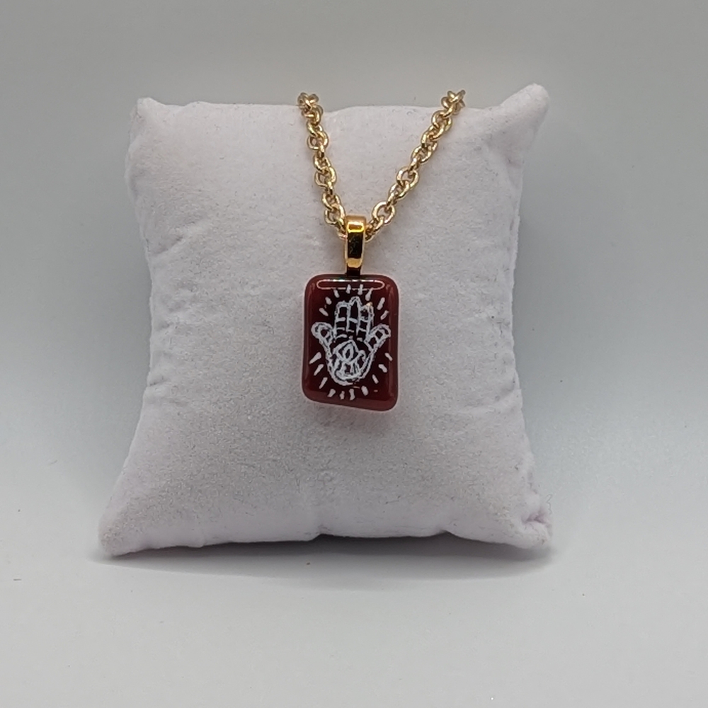 Gold Chain Necklace with Red Pendant